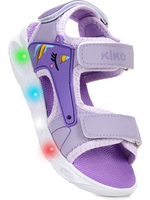 Kiko Kids Unicorn Günlük Işıklı Cırtlı Kız Çocuk Sandalet Ayakkabı