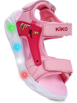 Kiko Kids Unicorn Günlük Işıklı Cırtlı Kız Çocuk Sandalet Ayakkabı