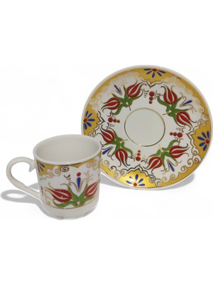 E-Meta Kütahya Bakır Cezveli Kahve Seti-5 Parça-Kadife Hediye Kutusuyla-2 Fincan+2 Altlık+Bakırcezve