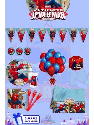Spider-Man Temalı 16 Kişilik Ekonomik Doğum Günü Parti Seti