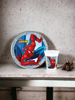 Spider-Man Örümcek Adam Tabak ve Bardak 8 Adet - Doğum Günü Parti Seti Malzemeleri