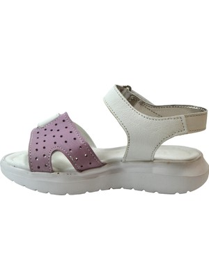 Onlo Ayakkabı B.062 Hakiki Deri Beyaz Anatomik Kız Çocuk Sandalet
