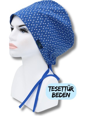 Tesettür Beden Saks Mavisi Pamuk Çiçeği Bone Doktor Hemşire Sağlıkçı Hastane Bonesi