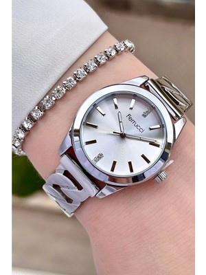 Ferrucci Yeni Sezon Çelik Şık Kadın Kol Saati+Bileklik Hediye