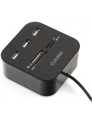 Dark DK-AC-UCR202 Çoklu Yapı USB 2.0 + 3 USB Port Harici Kart Okuyucu