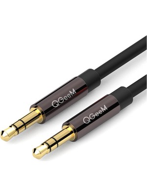 Qgeem QG-AU04BD500 5mt Altın Uçlu Siyah Aux Audio Kablo Erkek-Erkek