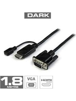 Dark Dk Hd AHDMIXVGAL180 1.8m HDMI - VGA Güç Destekli Kablo