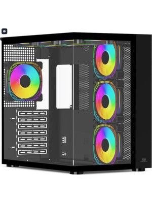 Powerboost PB-SS02B Sea View USB 3.0, Atx 7 x Argb Fanlı, Siyah Kasa (Psu Yok)