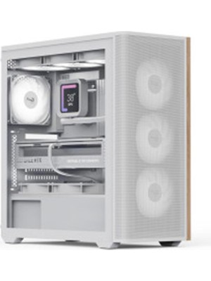 Aerocool Ae D501A Wh 4X12CM  Fanlı Ahşap Ön Panel Tempered Cam Yan ve Mesh Ön Panel, USB Type-C,atx