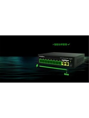 Tenda S110GPC 10 Port 8 Port Poe+ 10-100 Mbps + 2 Port 10-100-1000 Uplink Switch Çelik Kasa