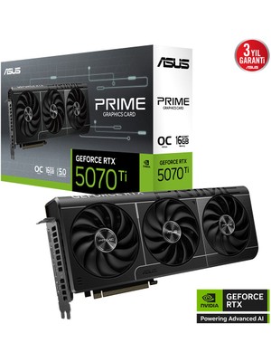 Asus PRIME-RTX5070TI-O16G 16GB Geforce RTX5070TI Gddr7 256BIT 2xhdmı 3xdp 16X Ekran Kartı (Argb)