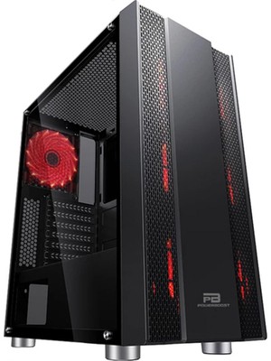 Power Boost VK-G3403S 650W 80+ Mesh Panel Siyah Usb3.0 Kırmızı LED Fan Mid Tower Gaming Kasa