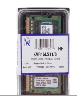 Kıngston 8gb DDR3L 1600MHZ CL11 1.35V KVR16LS11-8WP  (PC3-12800) Notebook Ram