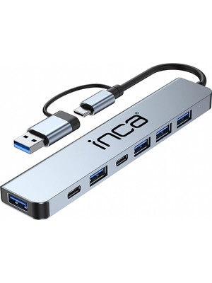 Inca Iutp-7t 7 Port X5 USB 3.0 + 2 Type-C Aluminyum Çoklayıcı