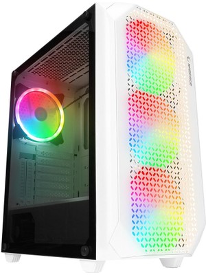 Rampage Zuko 600W 80+ Bronze Beyaz 4-14CM Rainbow Fan Metal Panel Temper Camlı Oyuncu Kasası