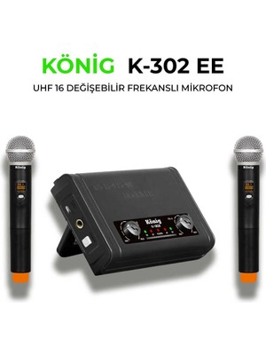 König K-302 Uhf Çift Kanal 2 El Mikrofon