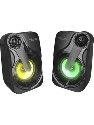 Mikado MD-X27 2.0 Multimedia 3W*2 Siyah 5V USB LED Işıklı Speaker Hoparlör