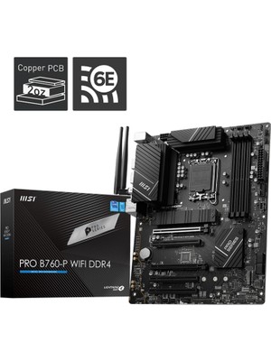 Msı Pro B760-P Wıfı B760 Ddr4 (Vga Yok) Glan 2.5g Atx Hd Dp Wıfı Bt M2 Typ-C Rgb 1700P Anakart