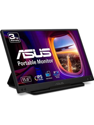 Asus MB166C Zenscreen 15.6" Taşınabilir 5ms 60Hz 1920X1080 Fullhd Usb-Cx 1 (Dp Alt Modu) Siyah Monitör
