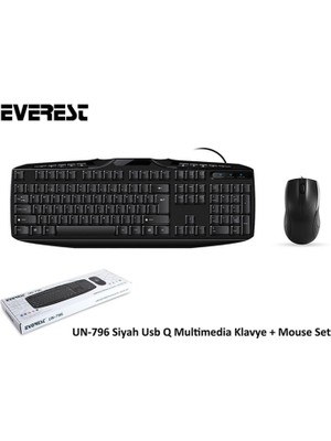 Everest UN-796 Siyah USB Q Multimedia Klavye + Mouse Set