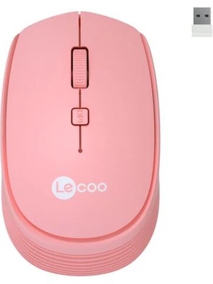 Lenovo Lecoo WS202 Kablosuz 1600DPI 4 Tuşlu Optik Mouse Pembe