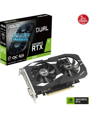 Asus Nvidia 6gb RTX3050 Dual Oc Gddr6 96 Bit DUAL-RTX3050-O6G HDMI Dp