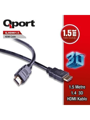 Qport Q-Hdmı1.5 1.5metre HDMI Görüntü Kablosu 3D Gold 1.4V