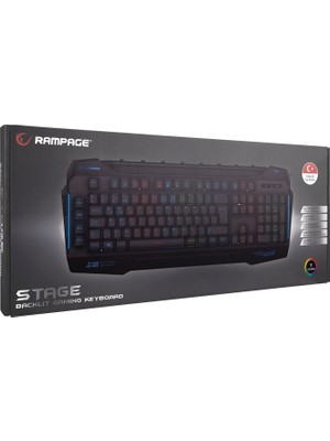 Belirtilmemiş Rampage KB-R63 STAGE Siyah 4 Makro Fonksiyon Sese Duyarlı Işıklı RGB Q USB Oyuncu Klavyesi