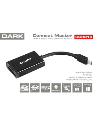 Dark DK-AC-UCR310 USB 3.1 Type-C Çoklu Kart Okuyucu