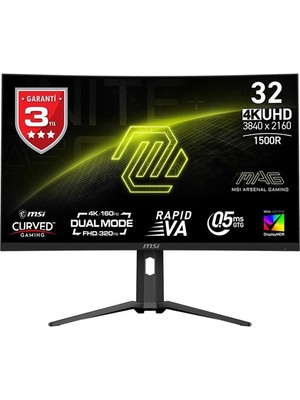 Msı 31.5" Va Mag 321CUPDF 0.5ms 160HZ Hdmı-Dp Kavıslı Gamıng Monitör 3840X2160