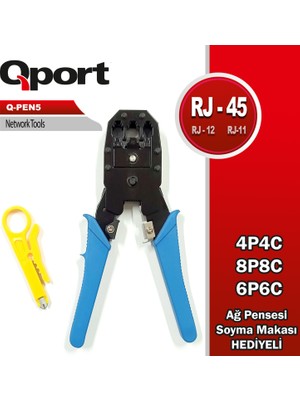 Qport Q-Pen5 RJ45/RJ11/RJ12 Sıkma Pensesi + Kablo Sıyırıcı