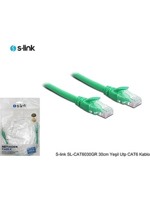 S-Link SL-CAT6030GR 30CM Yeşil Utp Cat6 Patch Kablo