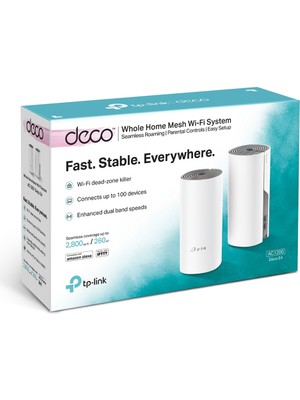 Tp-Link Deco E4(2-Pack) AC1200 Whole Home Mesh Wi-Fi System (2x)(Menzil Genişlet