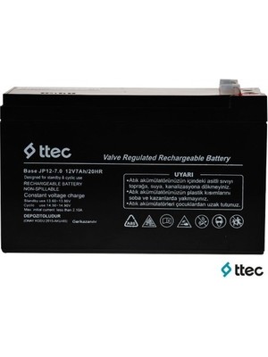 Ttec Base 7AH 12V Kuru Tip Güvenlik Aküsü