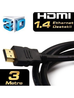 Dark 3m HDMI V1.4 4K / 3D ve Ağ Destekli Altın Uçlu  Kablo