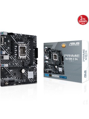 Asus Prıme H610M-E D4-Csm Ddr4 3200MHZ Dp HDMI M.2 Matx 1700P