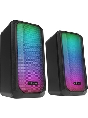 Mıkado MD-356 2.0 5WX2CH Rgb Ledli Siyah USB Multimedia Oyuncu Speaker Hoparlör