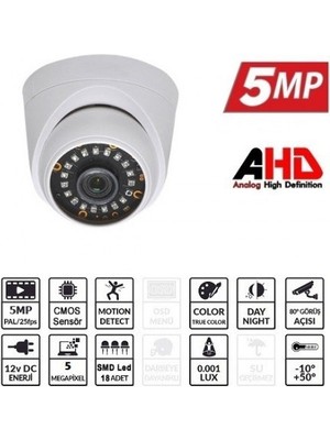 Ezcool 5mp EZ-5025HD 3.6mm 30METRE Ahd Dome Kamera