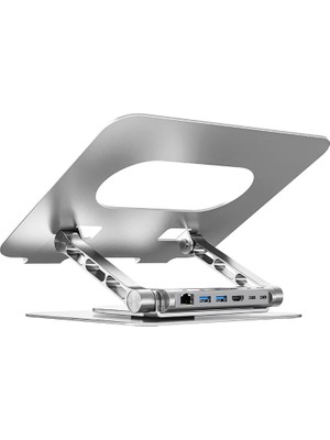 Unıtek 360 Derece Döner 5in1 Metal Notebook Standı (Ethernet, 2xusd3.0, Hdmı, 100W Pd) (D1109B01)