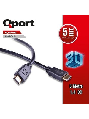 Qport Q-Hdmı5 5metre HDMI Görüntü Kablosu 3D Gold 1.4V