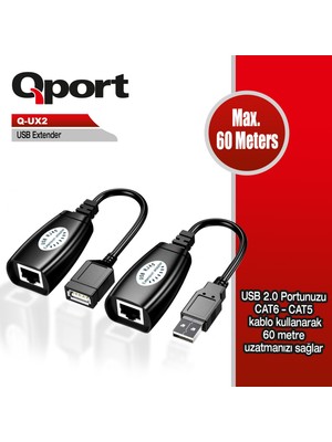 Qport 60 Metre USB Extender 2'li Paket (Q-Ux2)