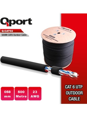 Qport 500M Makaralı Outdoor  23AWG 0.58MM Siyah Kablo (Q-Cato2)