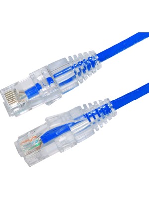 Ager AC-602-0015 15CM Utp Slım Cat6 Patch Kablo Mavi Cu, Lszh Awg 28