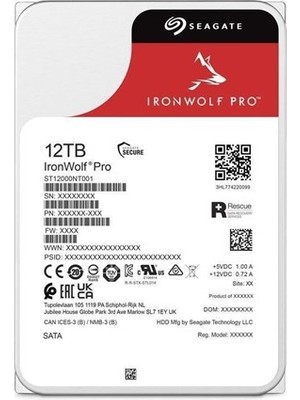 Seagate 12TB Ironwolf Pro ST12000NT001 256MB 7200 Rpm Nas Diski