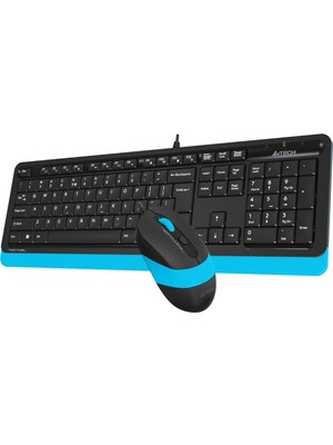 A4 Tech F1010 Q USB Mavi Tr mm Klavye+Optik Mouse