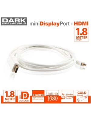 Dark 1.8 Metre Mini Display Port To HDMI Kablo (Altın UÇLU)(DK-CB-MDPXHDMIL180)