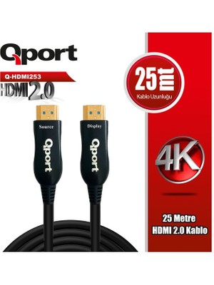 Qport Q-HDMI253 HDMI Kablo 25MT Ver2.0 Altın Uçlu 3D 4K