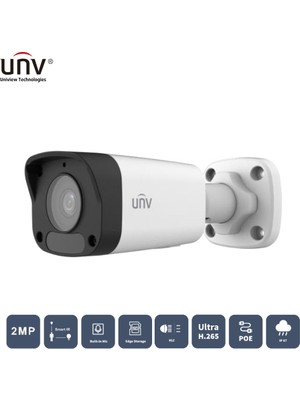 Unıvıew IPC2122LB-ASF28K-A 2mp 2.8mm 30MT H265+ IP67 Dahili Ses Ir Bullet Ip Kamera