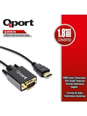 Qport Q-HVG18 1.8 mt HDMI To VGA Kablo