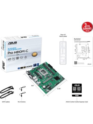 Asus Pro H810M-C-CSM LGA1851 Ddr5 6400 Çift M2 Usb3.2 Com Matx
